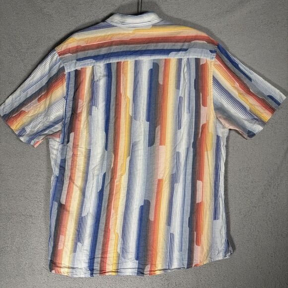Jhane Barnes Frequency Shirt Men’s Size XL Cotton Blue Orange White Geometric - Picture 13 of 16